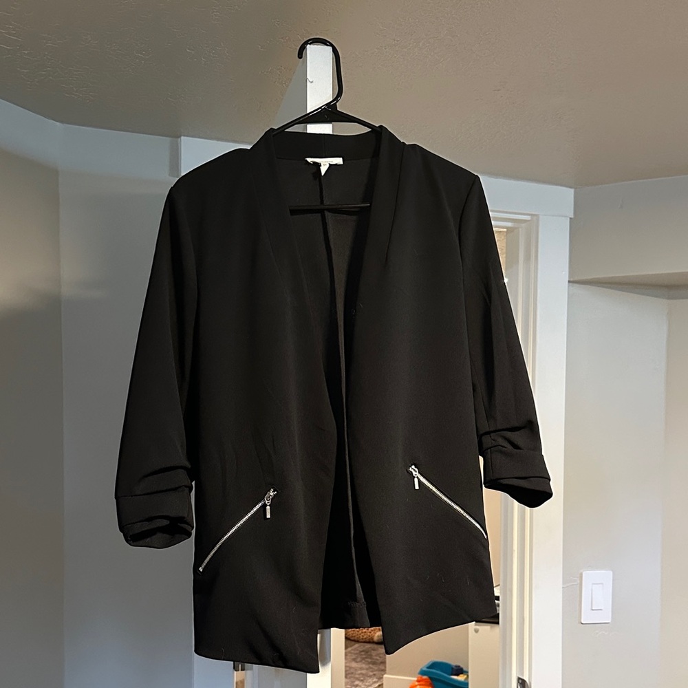 Maurices Black Open-Front Blazer with Zip Pockets